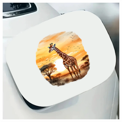 Giraffe Breed Standing In Orange Sunset Vinyl Decal Sticker