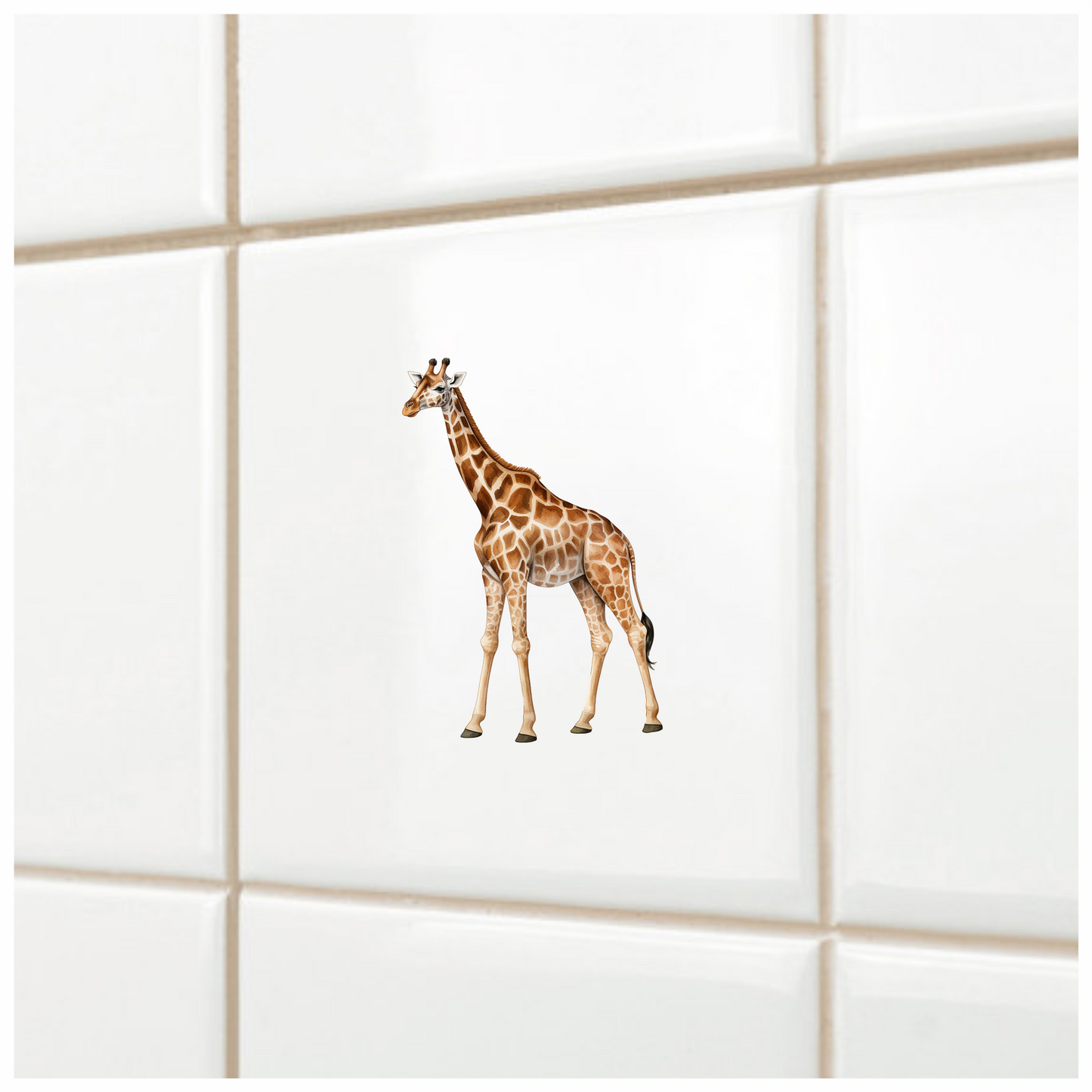 Reticulated Giraffe Tall Brown Animal Vinyl Decal Sticker