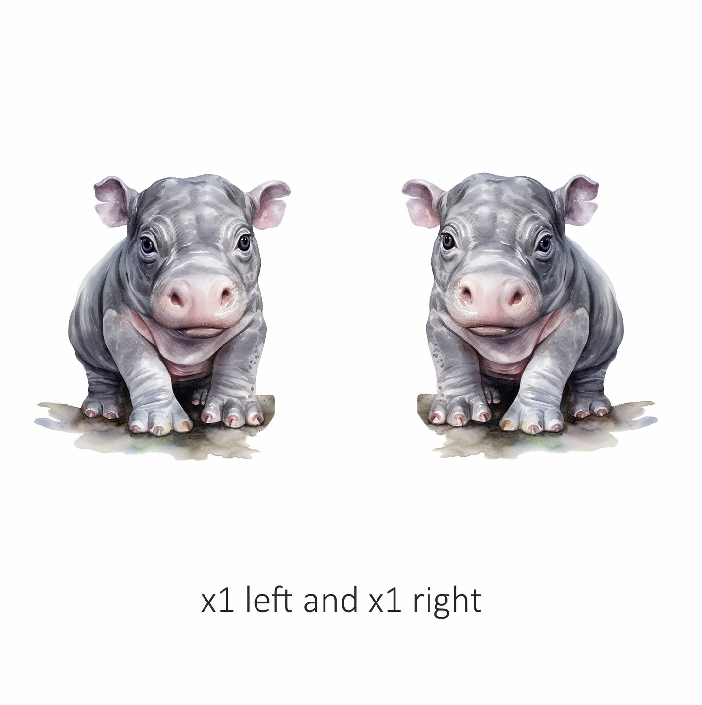 Baby Hippopotamus Gray Animal Illustration Vinyl Decal Sticker