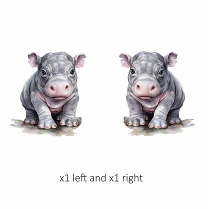 Baby Hippopotamus Gray Animal Illustration Vinyl Decal Sticker