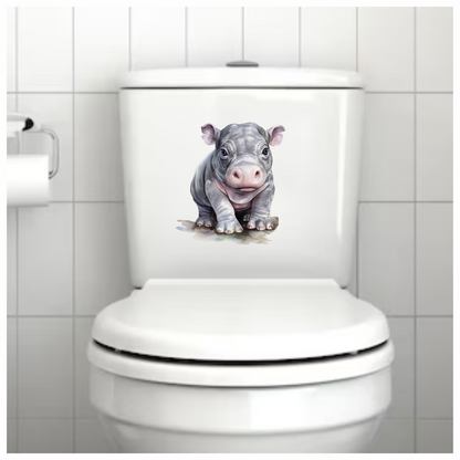 Baby Hippopotamus Gray Animal Illustration Vinyl Decal Sticker