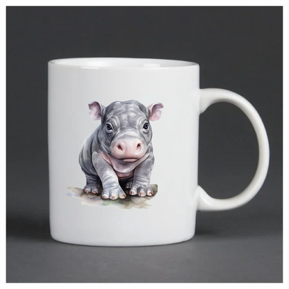 Baby Hippopotamus Gray Animal Illustration Vinyl Decal Sticker