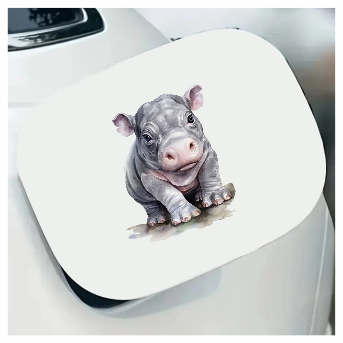 Baby Hippopotamus Gray Animal Illustration Vinyl Decal Sticker