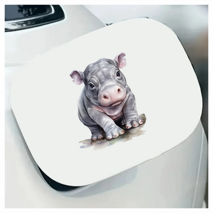 Baby Hippopotamus Gray Animal Illustration Vinyl Decal Sticker