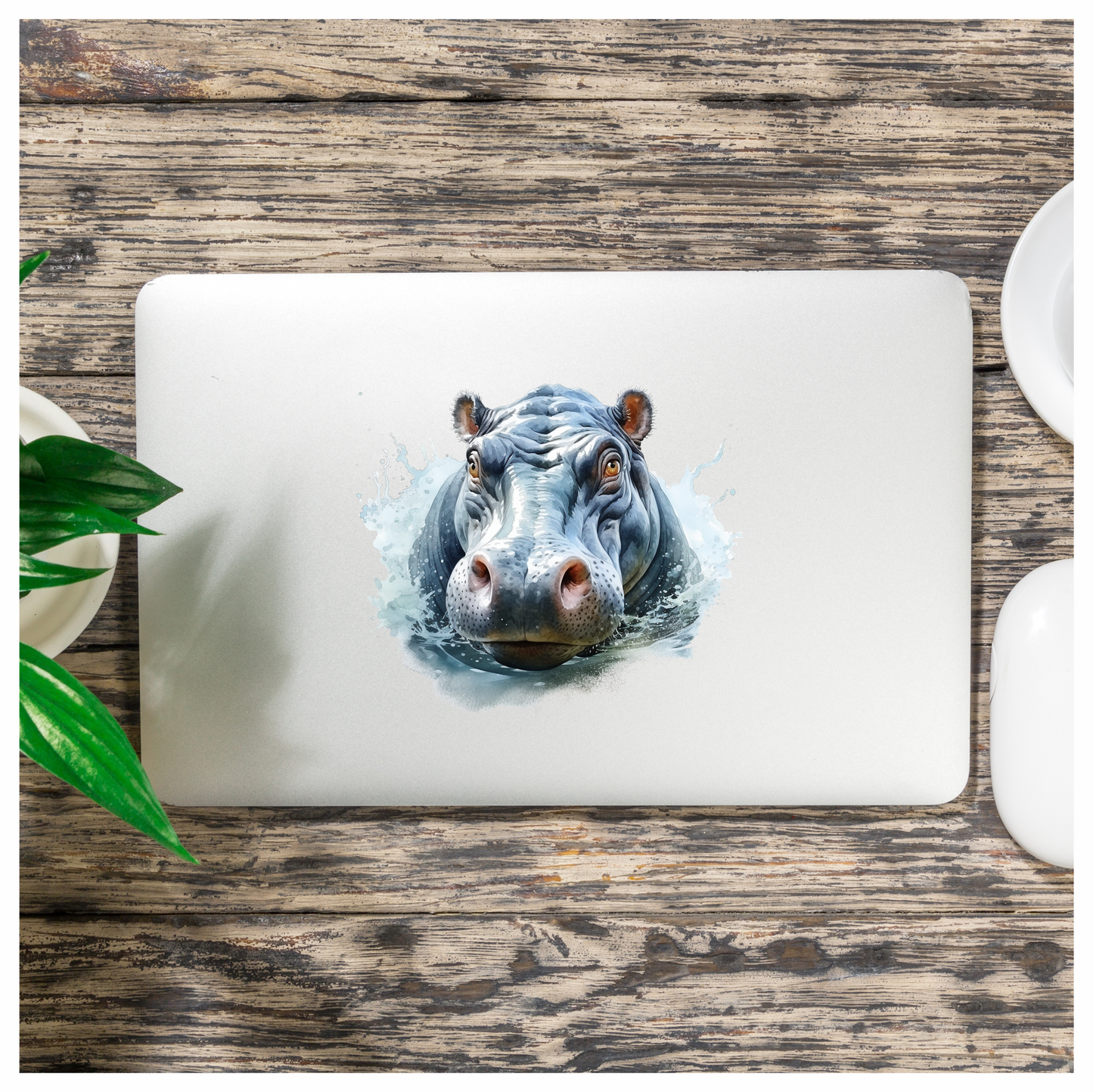 Hippo Breed Water Splash Grey Vinyl Decal Sticker
