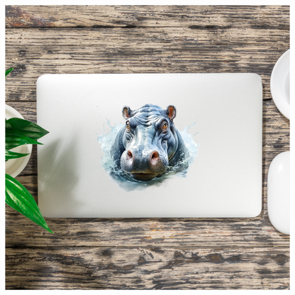 Hippo Breed Water Splash Grey Vinyl Decal Sticker