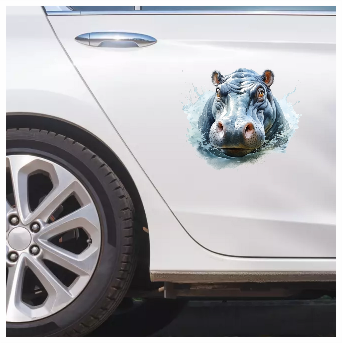 Hippo Breed Water Splash Grey Vinyl Decal Sticker