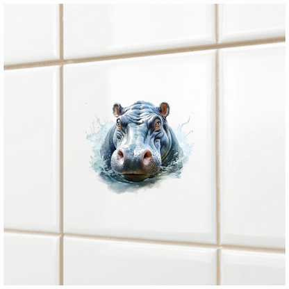 Hippo Breed Water Splash Grey Vinyl Decal Sticker