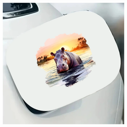 Hippo Breed Swimming Sunset Orange Water Vinyl Decal Sticker