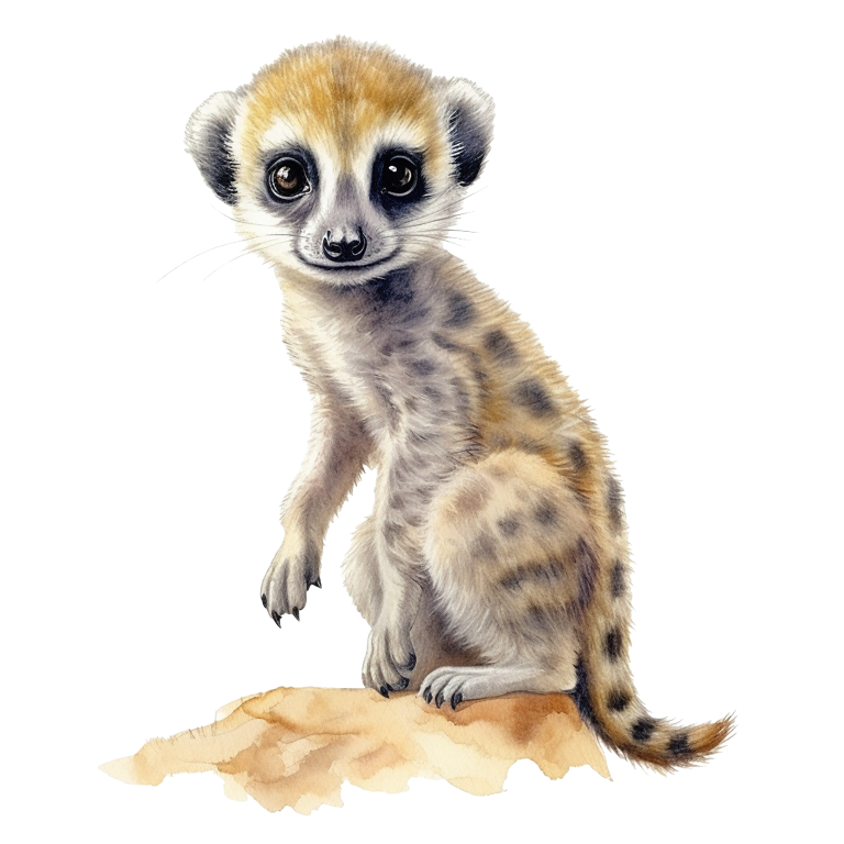 Illustration of a baby meerkat on a white background vinyl sticker.