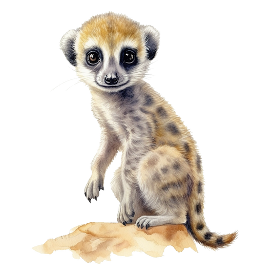 Illustration of a baby meerkat on a white background vinyl sticker.