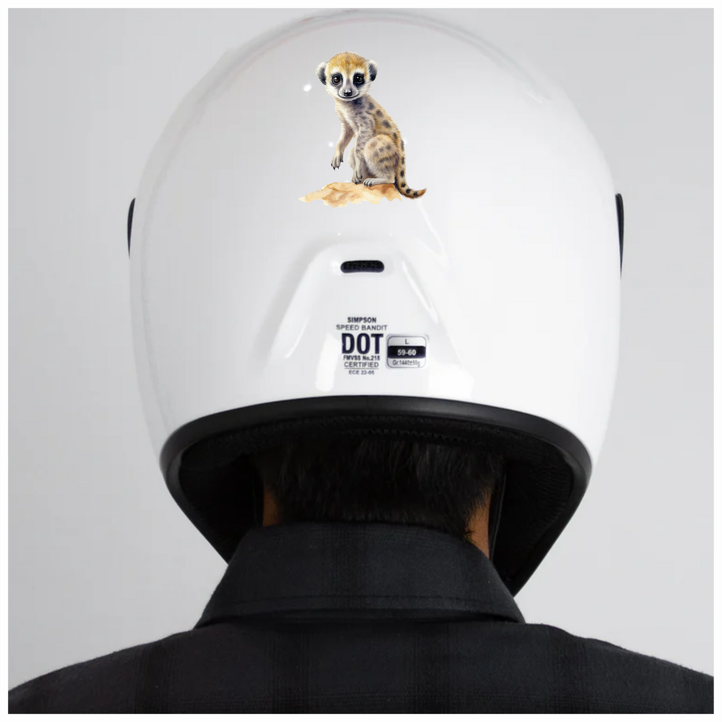 Meerkat Pup Sitting On Brown Rock Vinyl Decal Sticker