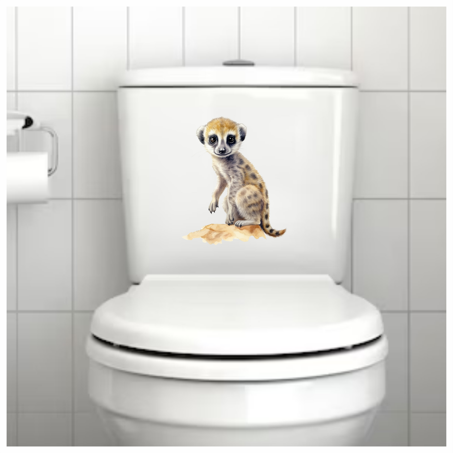 Meerkat Pup Sitting On Brown Rock Vinyl Decal Sticker