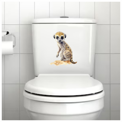 Meerkat Pup Sitting On Brown Rock Vinyl Decal Sticker