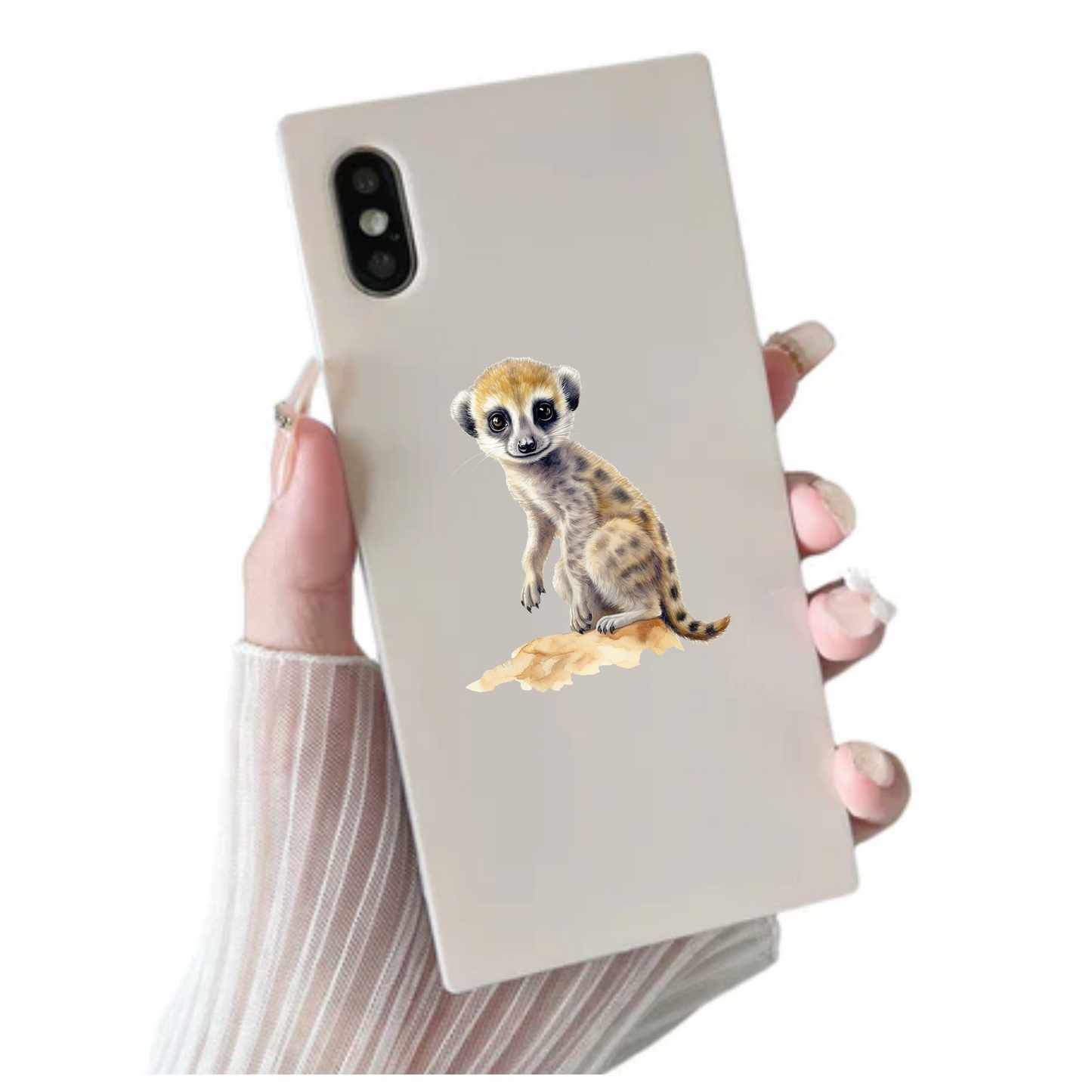Meerkat Pup Sitting On Brown Rock Vinyl Decal Sticker