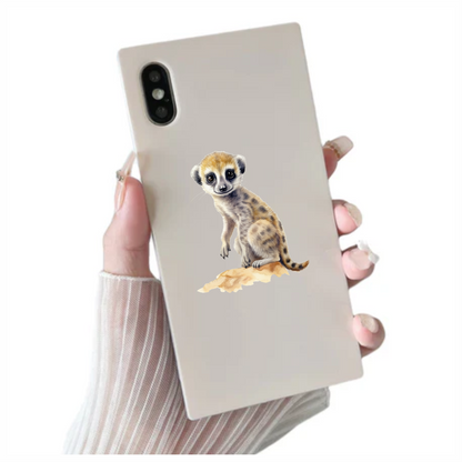 Meerkat Pup Sitting On Brown Rock Vinyl Decal Sticker