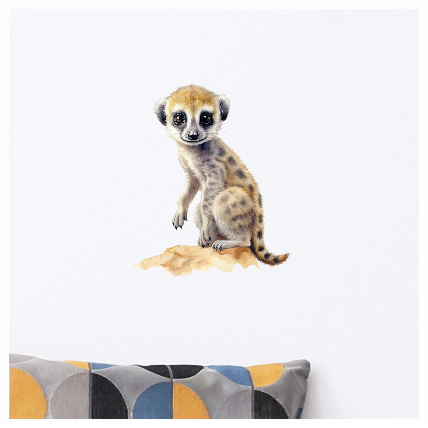 Meerkat Pup Sitting On Brown Rock Vinyl Decal Sticker
