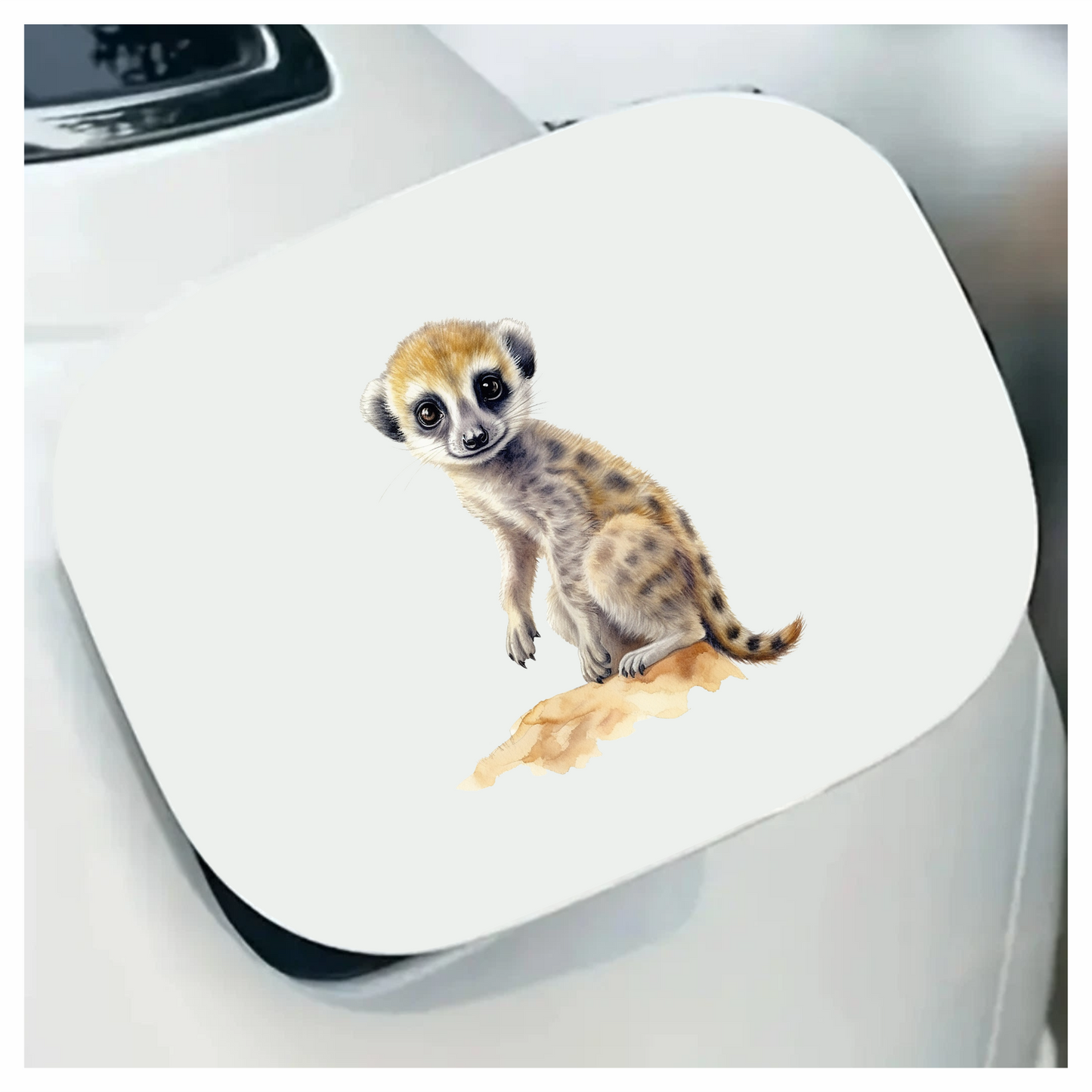 Meerkat Pup Sitting On Brown Rock Vinyl Decal Sticker