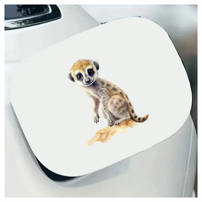 Meerkat Pup Sitting On Brown Rock Vinyl Decal Sticker