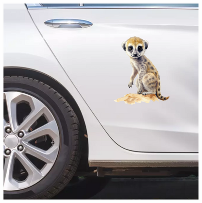Meerkat Pup Sitting On Brown Rock Vinyl Decal Sticker