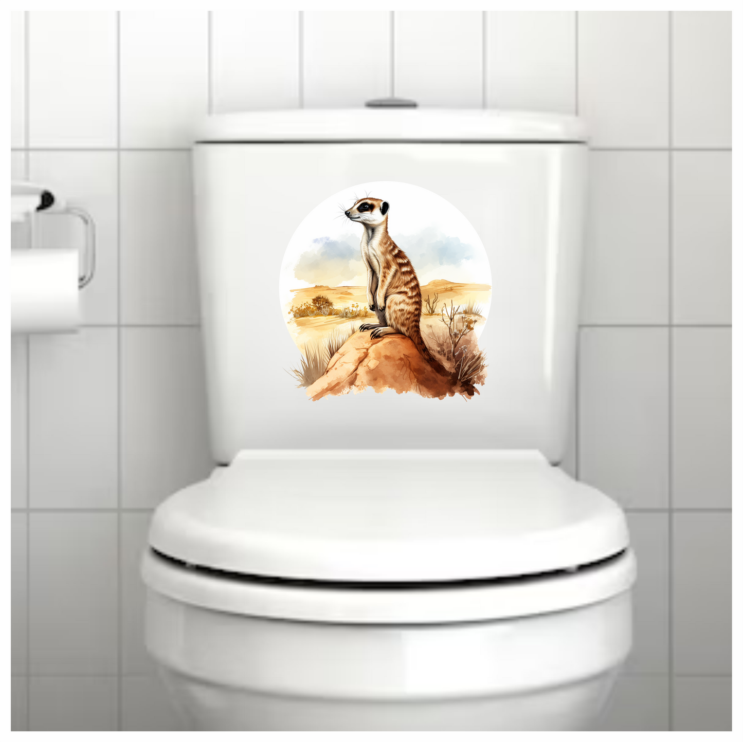 Meerkat Standing Brown Desert Landscape Vinyl Decal Sticker