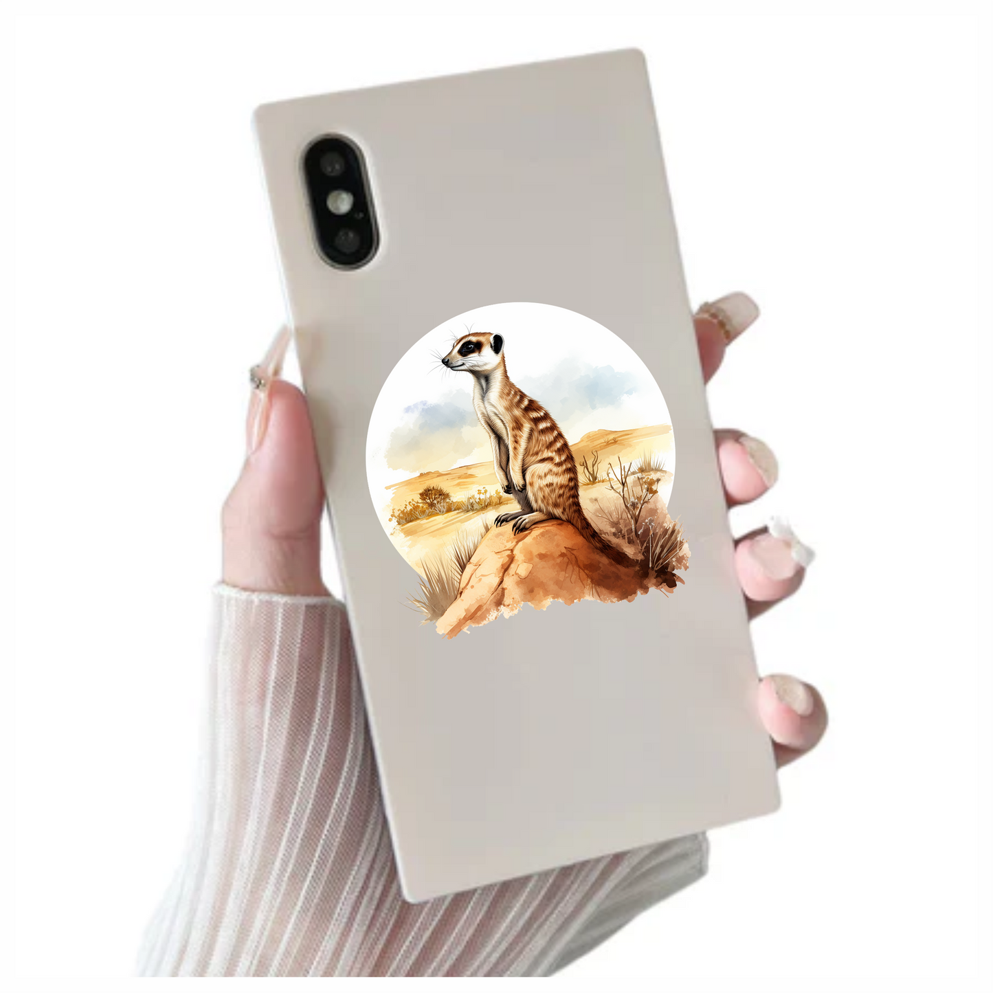 Meerkat Standing Brown Desert Landscape Vinyl Decal Sticker