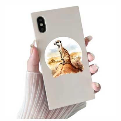 Meerkat Standing Brown Desert Landscape Vinyl Decal Sticker