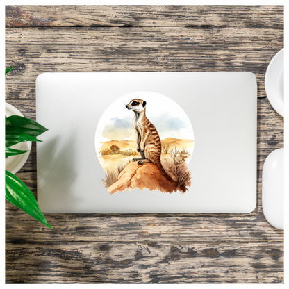 Meerkat Standing Brown Desert Landscape Vinyl Decal Sticker