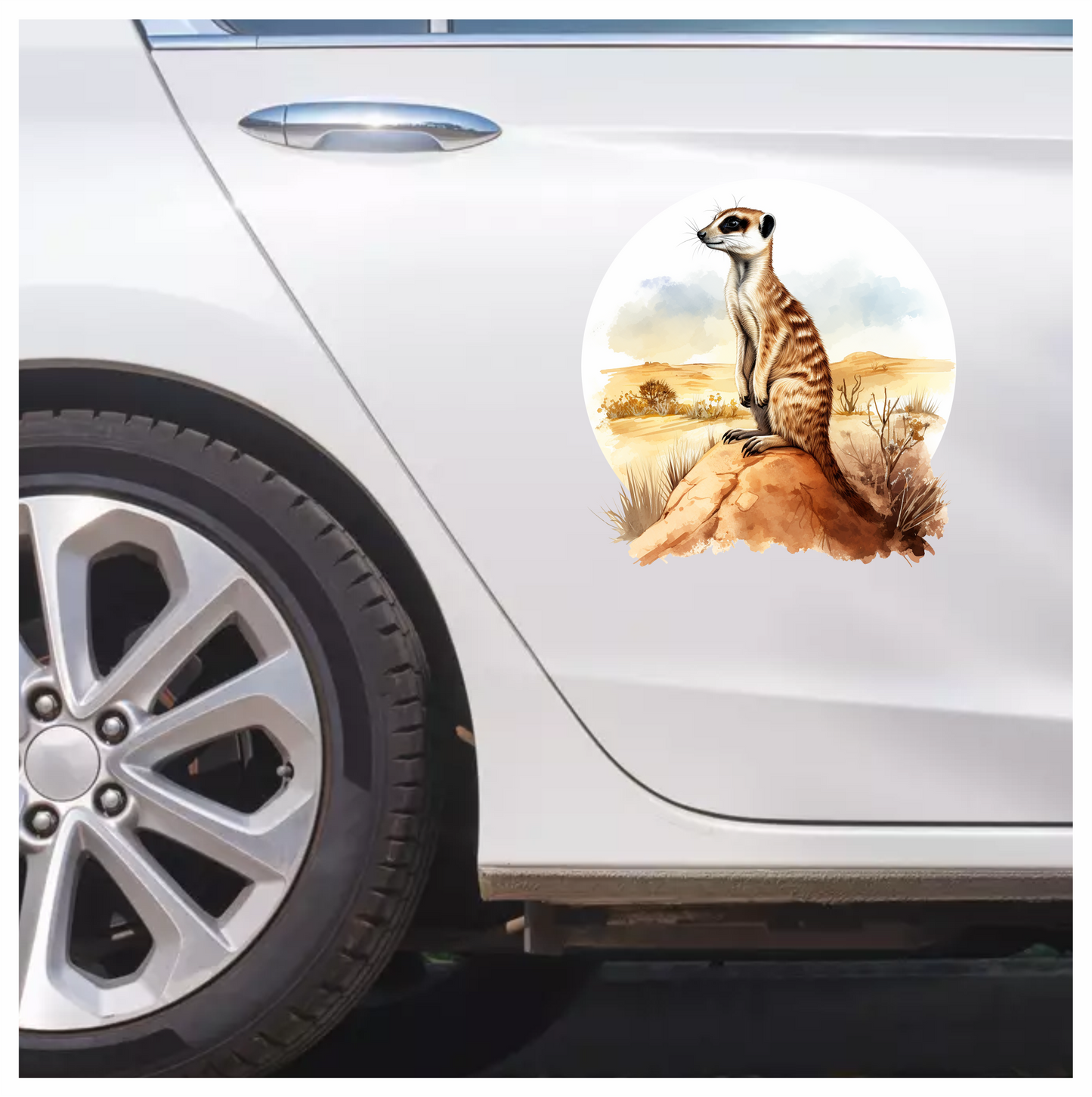 Meerkat Standing Brown Desert Landscape Vinyl Decal Sticker