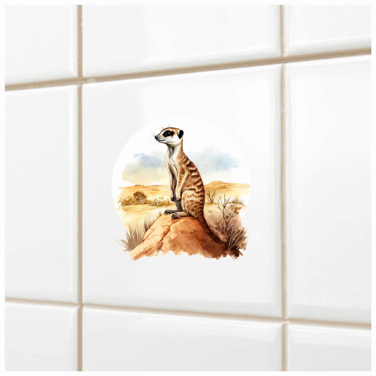 Meerkat Standing Brown Desert Landscape Vinyl Decal Sticker