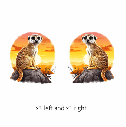 Meerkat Sitting On Grey Rock Sunset Vinyl Decal Sticker