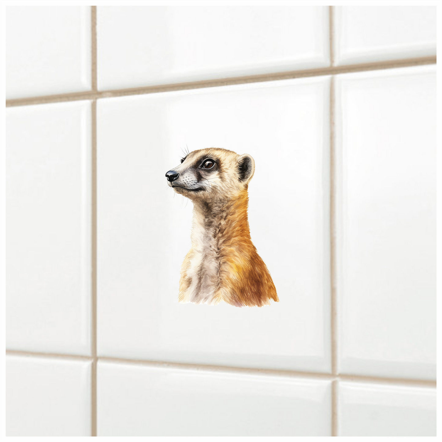 Brown Meerkat Animal Profile Illustration Vinyl Sticker Decal