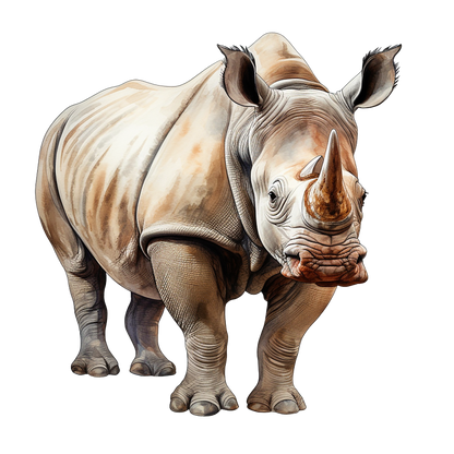 Realistic illustration of a rhinoceros on a white background vinyl sticker.