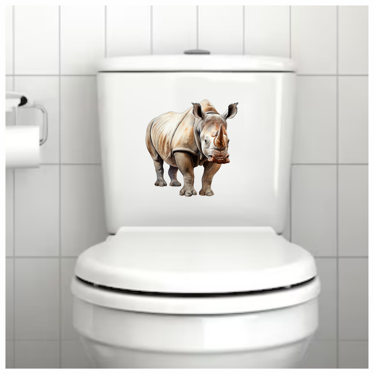 White Rhinoceros Standing Forward View Vinyl Decal Sticker