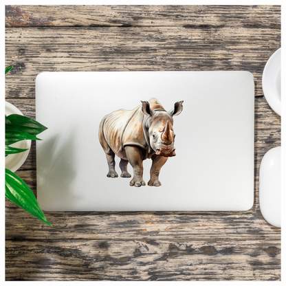 White Rhinoceros Standing Forward View Vinyl Decal Sticker