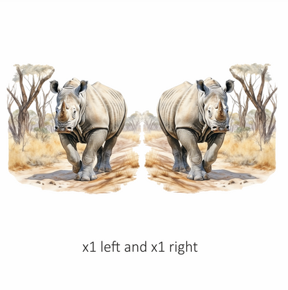 Grey Rhino Walking African Savannah Vinyl Sticker Decal