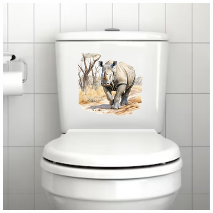 Grey Rhino Walking African Savannah Vinyl Sticker Decal