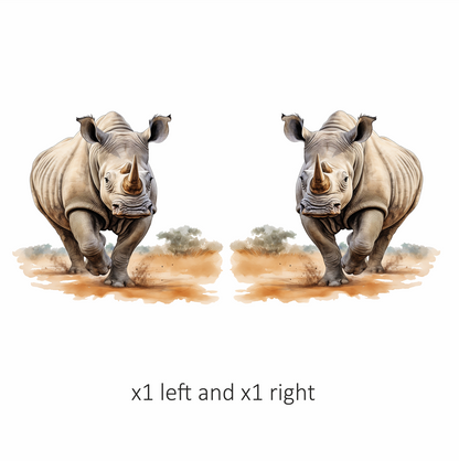 Running White Rhinoceros Brown Vinyl Decal Sticker
