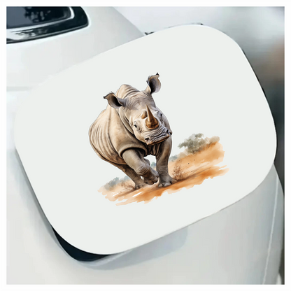 Running White Rhinoceros Brown Vinyl Decal Sticker