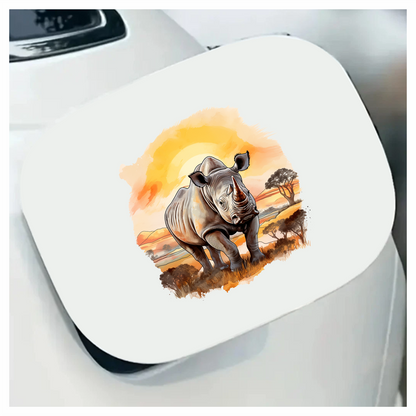 White Rhinoceros Stands At Sunset Vinyl Decal Sticker