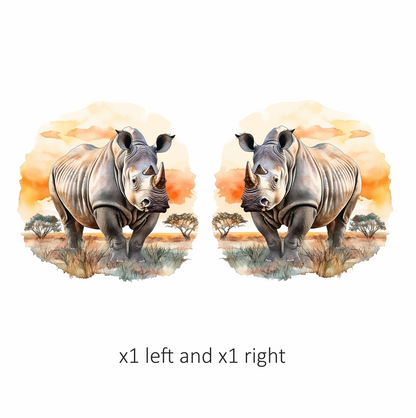 White Rhinoceros Standing African Sunset Vinyl Decal Sticker