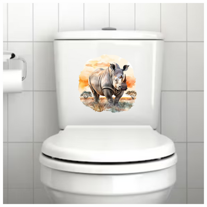 White Rhinoceros Standing African Sunset Vinyl Decal Sticker