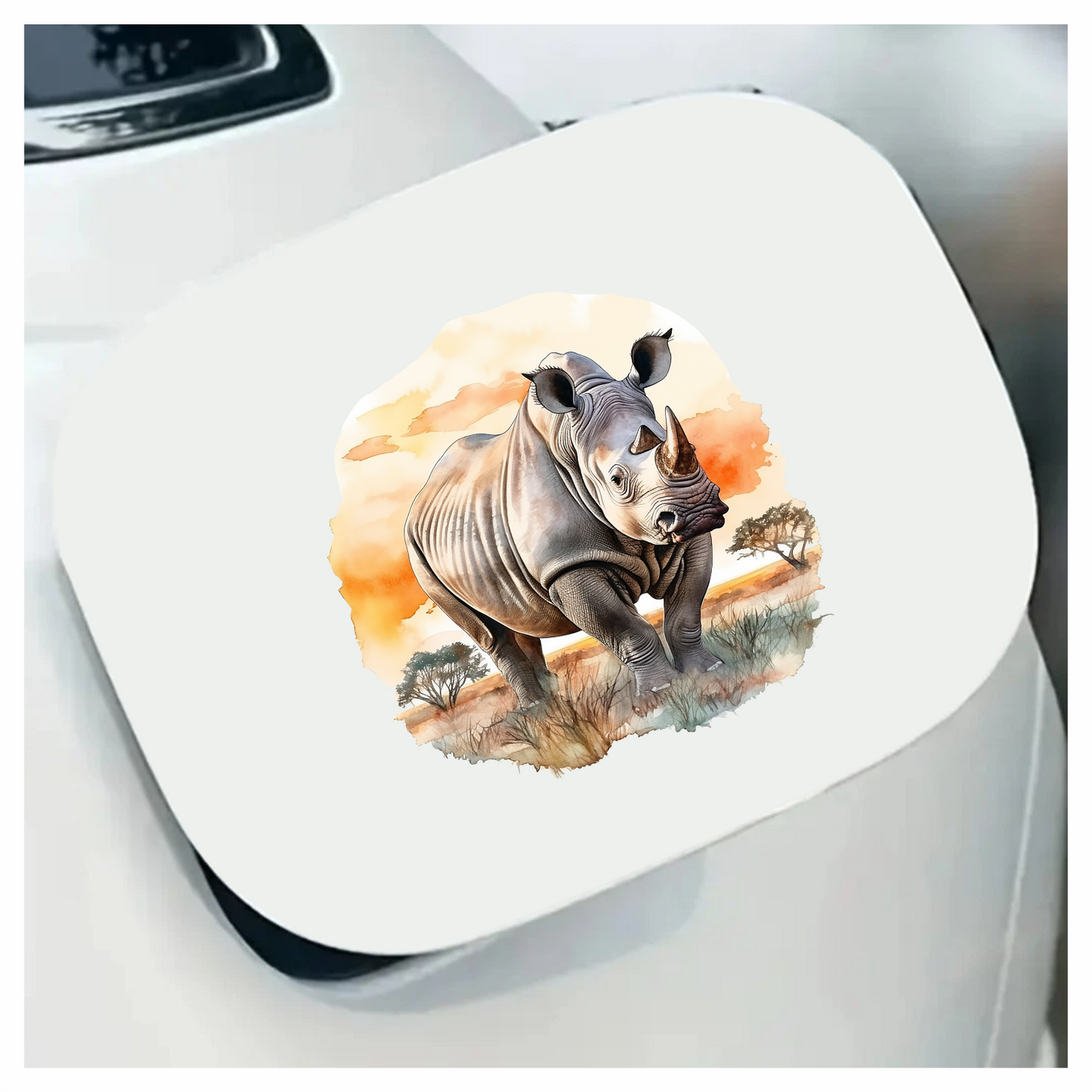 White Rhinoceros Standing African Sunset Vinyl Decal Sticker
