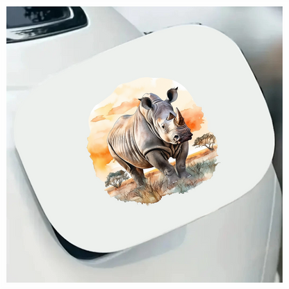 White Rhinoceros Standing African Sunset Vinyl Decal Sticker