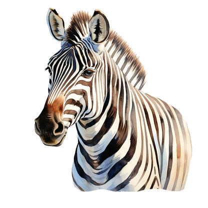 Zebra head and neck illustration on a white background vinyl sticker.