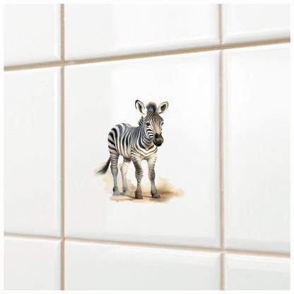 Plains Zebra Standing On Sand White Vinyl Decal Sticker