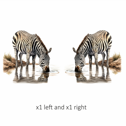 Zebra Drinking Clear Water Black Vinyl Decal Sticker