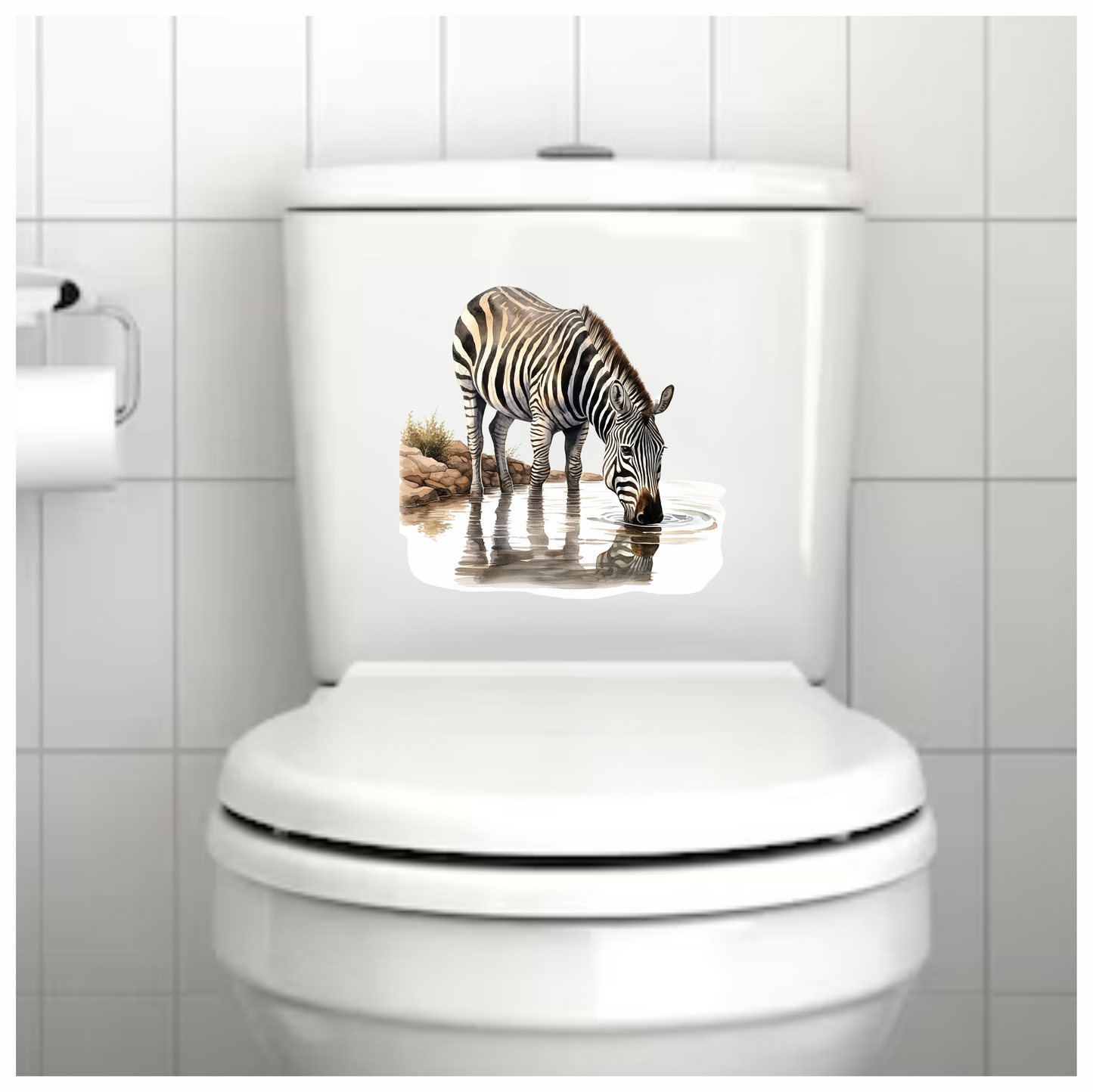 Zebra Drinking Clear Water Black Vinyl Decal Sticker
