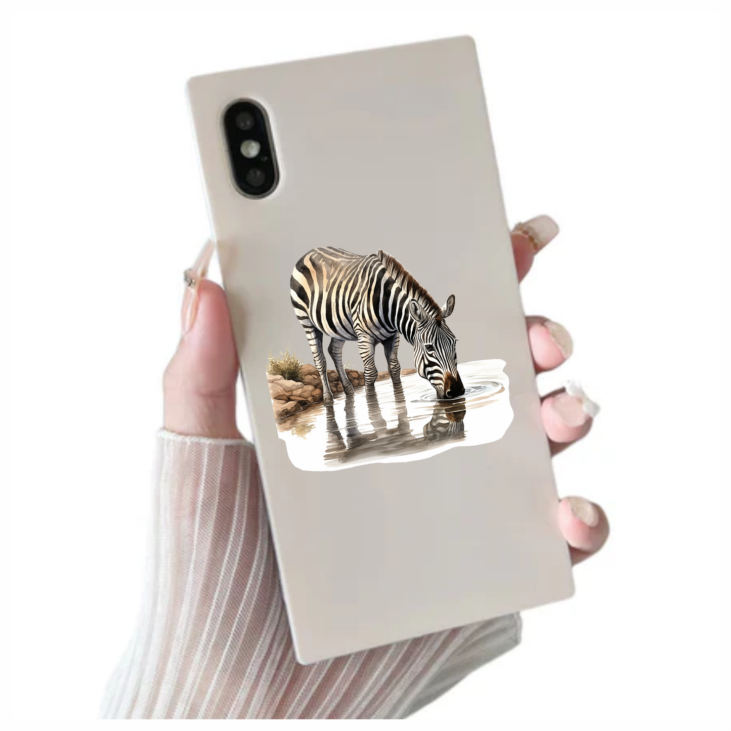 Zebra Drinking Clear Water Black Vinyl Decal Sticker