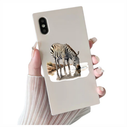 Zebra Drinking Clear Water Black Vinyl Decal Sticker